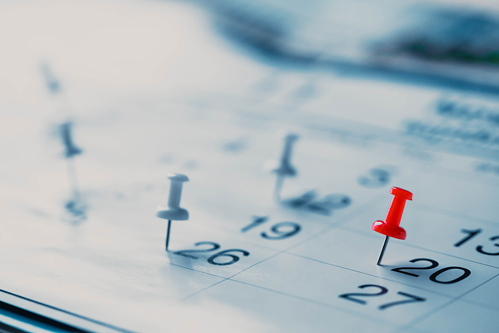 Calendar page pinned
