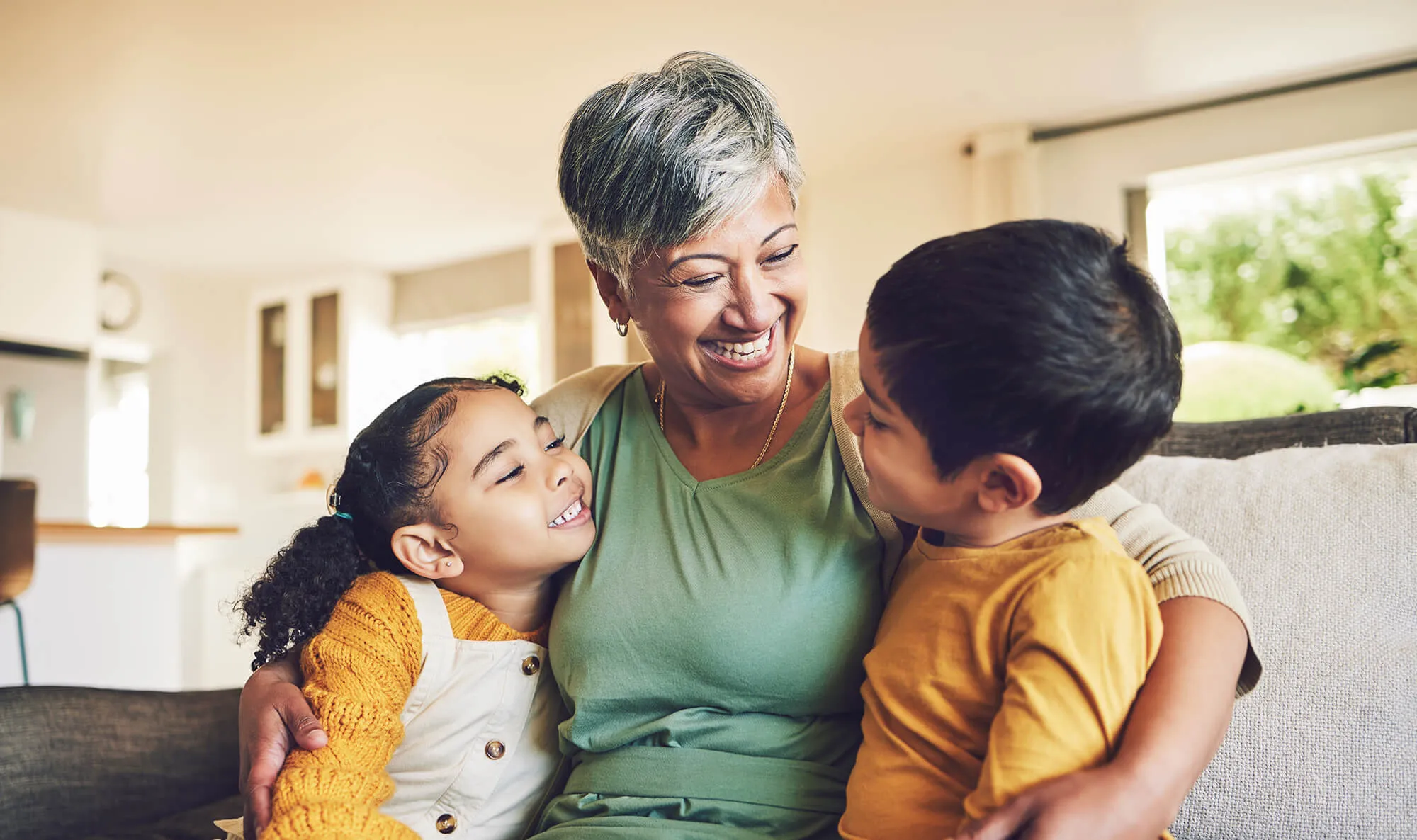 Grandmother and kids enjoying quality bonding time